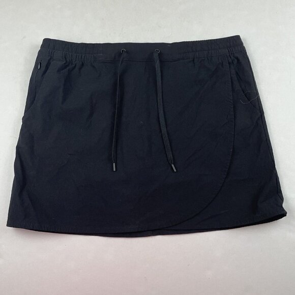 Eddie Bauer Tulip Hem Skort Women’s L Black Nylon Stretch Pull On Drawstrings - Picture 1 of 11